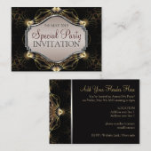 Dark Elegance Fractal Art Mini Uitnodigingen (Voorkant / Achterkant)