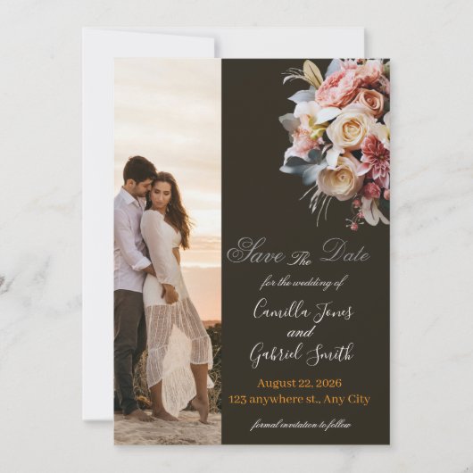 Dark Elegant Boho Wedding Invitation | Luxury Flor (Devant)