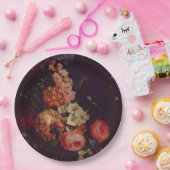 Dark Elegant Burgundy Moody Floral Papieren Bordje (Feest)