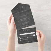Dark Elegant Minimal Modern Dinner All In One Uitnodiging (Afscheurbaar)