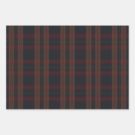 Dark Elegant Plaid Holiday Christmas Pattern Inpakpapier Vel (Voorkant 2)