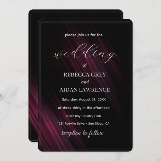 Dark Elegant Wedding Invitation Design (Devant / Derrière)