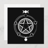 Dark Elemental Pentagram Invitaties Kaart (Voorkant / Achterkant)
