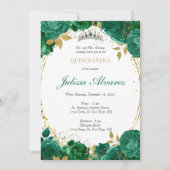 Dark Emerald Green Tiara Quinceanera Invitation (Devant)