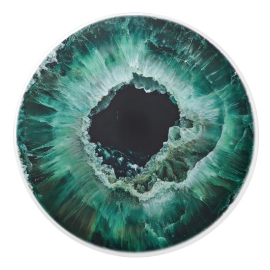 Dark Emerald Natural Gem Pattern Keramische Knop (Voorkant)
