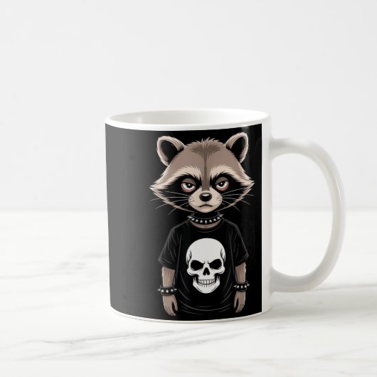 Dark Emo Raccoon With Skull Punk Style Alternative Koffiemok (Rechts)