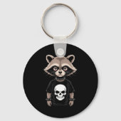 Dark Emo Raccoon With Skull Punk Style Alternative Sleutelhanger (Voorkant)