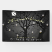 Dark Enchanted Forest Gothic Halloween Bruiloft Spandoek (Horizontaal)