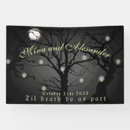 Dark Enchanted Forest Gothic Halloween Bruiloft Spandoek