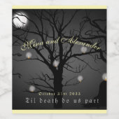 Dark Enchanted Forest Gothic Halloween bruiloft Wijn Etiket (Enkel label)