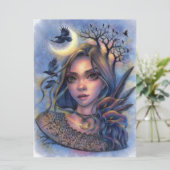 Dark Eyes Fairy Fantasy Moon Woman Art Kaart (Staand voorkant)