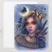 Dark Eyes Fairy Fantasy Moon Woman Art Kaart (Voorkant / Achterkant)