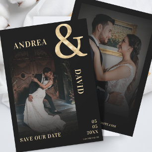 Dark Faded Foto Gouden Ampersand Bruiloft Website Save The Date