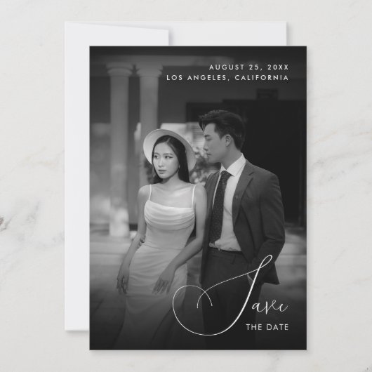 Dark Faded foto  ouderwetse bruiloft Save The Date (Voorkant)