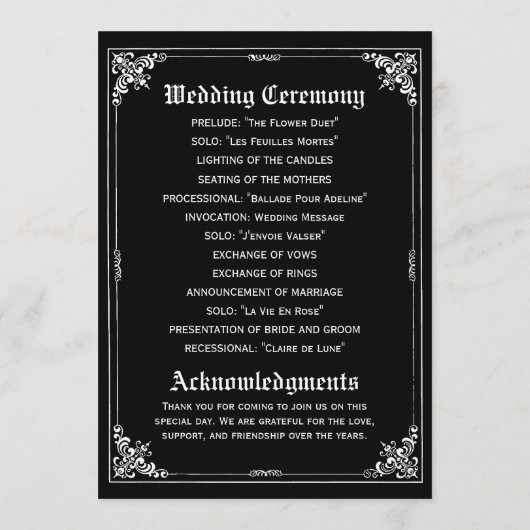 Dark Fairy Tale Storybook Programmes de mariage (Dos)