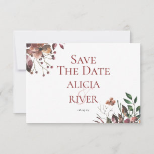 Dark Fall Floral Rustic Enregistrer la carte Date