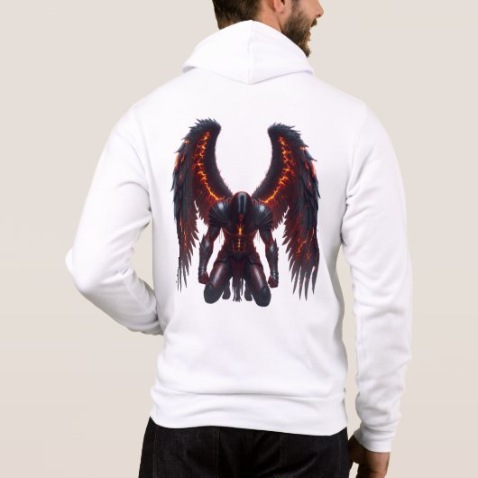Dark Fantasy Fallen Angel Hoodie with Fiery Wings  (Achterkant)