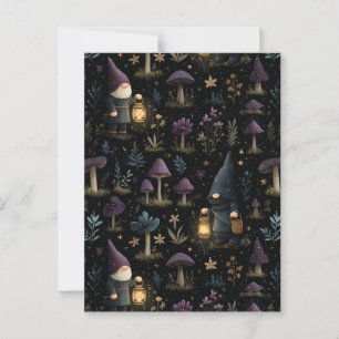 Dark Fantasy Gnome en paddenstoelenpatroon Briefkaart