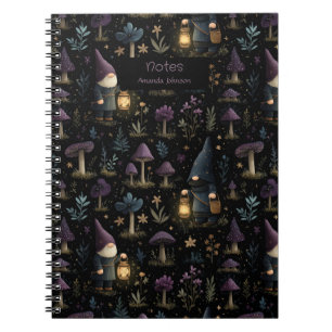 Dark Fantasy Gnome en paddenstoelenpatroon Notitieboek