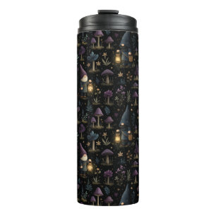 Dark Fantasy Gnome en paddenstoelenpatroon Thermosbeker