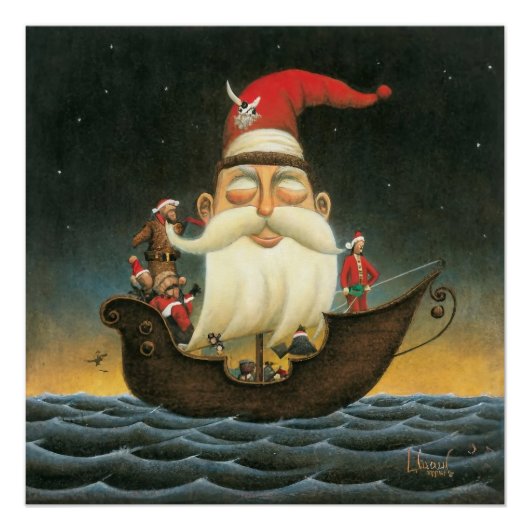 Dark Fantasy Santa Pirate Canvas Art Perfect Poster (Voorkant)