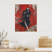 Dark Fantasy Warrior Poster - Gotisch Vrouw Ridder (Keuken)