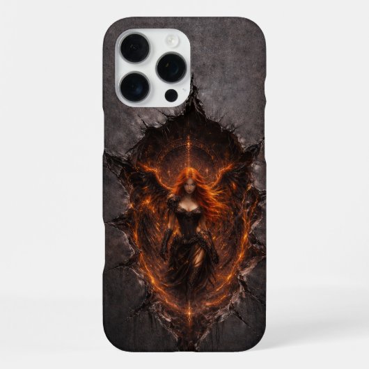 Dark Fire Angel iPhone 16 Pro Max Case Hoesje (Achterkant)