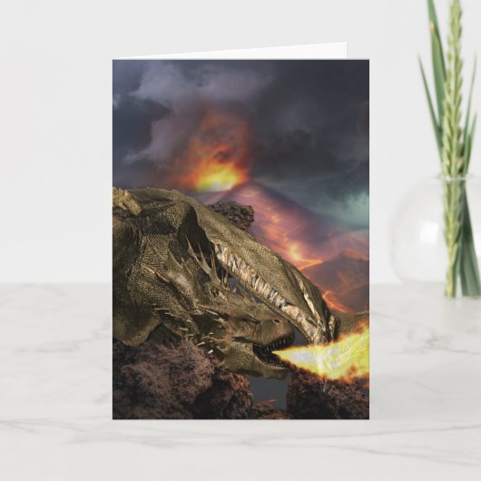 Dark Fire Breathing Dragon Volcano Lava Kaart (Voorkant)
