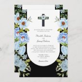 Dark Floral Arch Religious Cross Wedding Kaart (Voorkant / Achterkant)