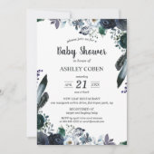 Dark Floral Baby shower Invitation Kaart (Voorkant)