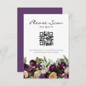 Dark Floral bruiloft QR Code RSVP Card (Voorkant / Achterkant)