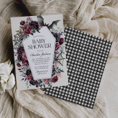 Dark Floral Coffin Halloween Baby shower Kaart