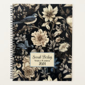 Dark Floral Custom Jaarlijkse Planner Hardcover (Voorkant)