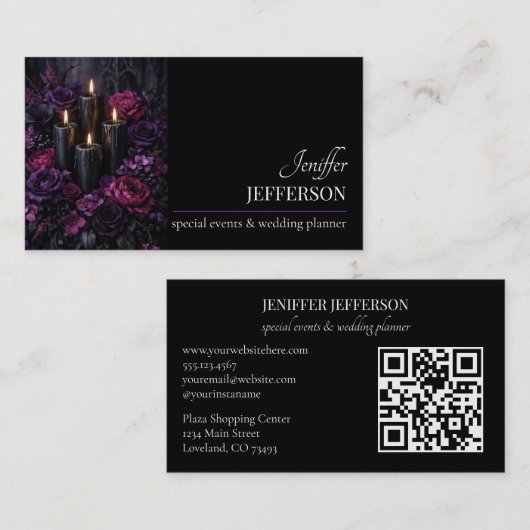 Dark Floral event wedding planner Visitekaartje (Voorkant / Achterkant)