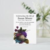 Dark Floral Funeral Briefkaart (Staand voorkant)