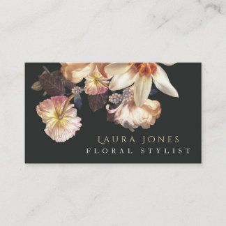 Dark Floral Hair Flower Stylist Afsprakenkaartje