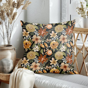 Dark Floral Herfst Blooms Sierkussen