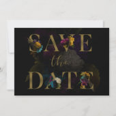Dark Floral Moody Monogram Wedding Save the Date Kaart (Voorkant)