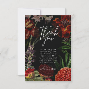 Dark Floral Moody Wedding Bedankt voor je kaartje