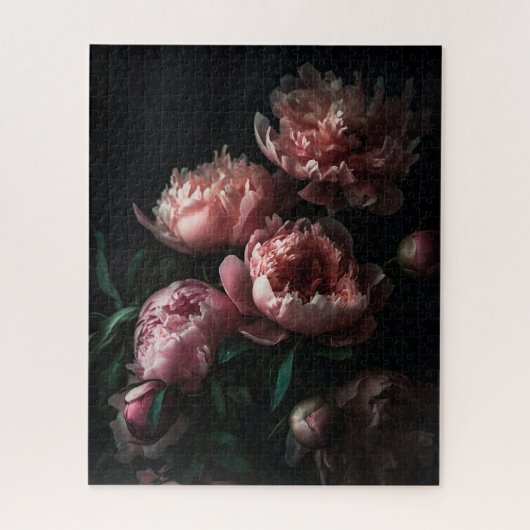 Dark Floral Peonies Dutch Master Oil Painting Legpuzzel (Verticaal)