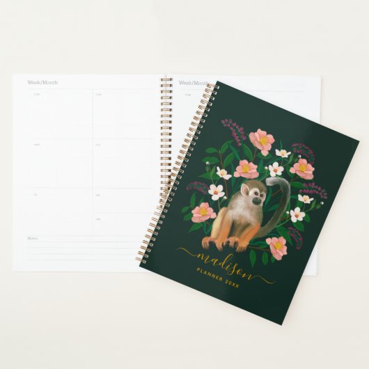 Dark Floral Squirrel Monkey gepersonaliseerd in 20 Planner (Display)