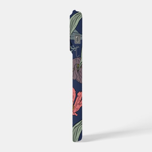 Dark Floral Tulip Pattern Phone Case (Côté gauche)