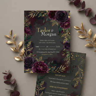 Dark-floral Wedding Invitation