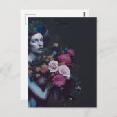 Dark Floral Woman Briefkaart (Voorkant / Achterkant)