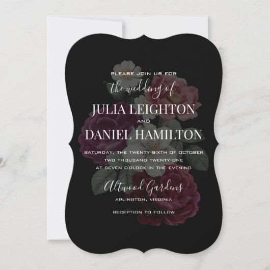 Dark Florals Modern Wedding Invitation Kaart (Voorkant)