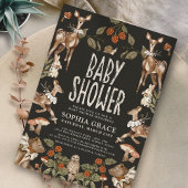 Dark Forest Elegant Woodland Animals Baby shower Kaart