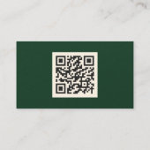 Dark Forest Green & Gold QR Code Carte de visite (Dos)