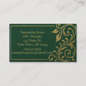 Dark Forest Green & Gold QR Code Carte de visite (Devant)