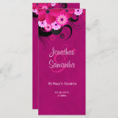 Dark Fuchsia Bloemen Trouwprogramma Sjabloon Kaart (Voorkant / Achterkant)