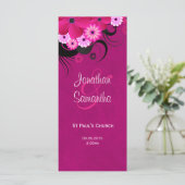 Dark Fuchsia Bloemen Trouwprogramma Sjabloon Kaart (Staand voorkant)